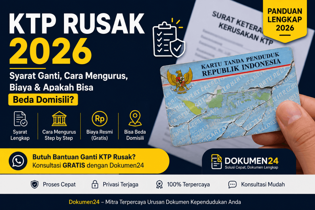 KTP Rusak 2026 syarat ganti cara mengurus biaya dan beda domisili