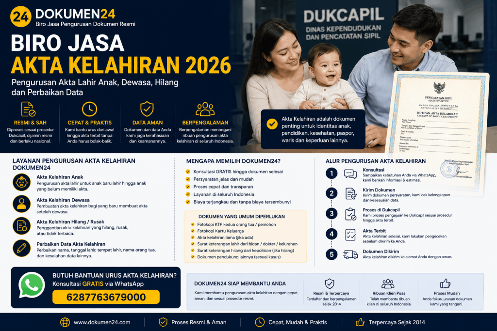 Biro jasa akta kelahiran 2026 untuk anak dewasa akta hilang dan perbaikan data