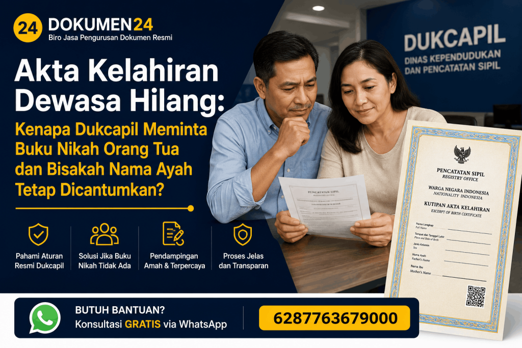 Akta kelahiran dewasa hilang buku nikah orang tua dan pencantuman nama ayah