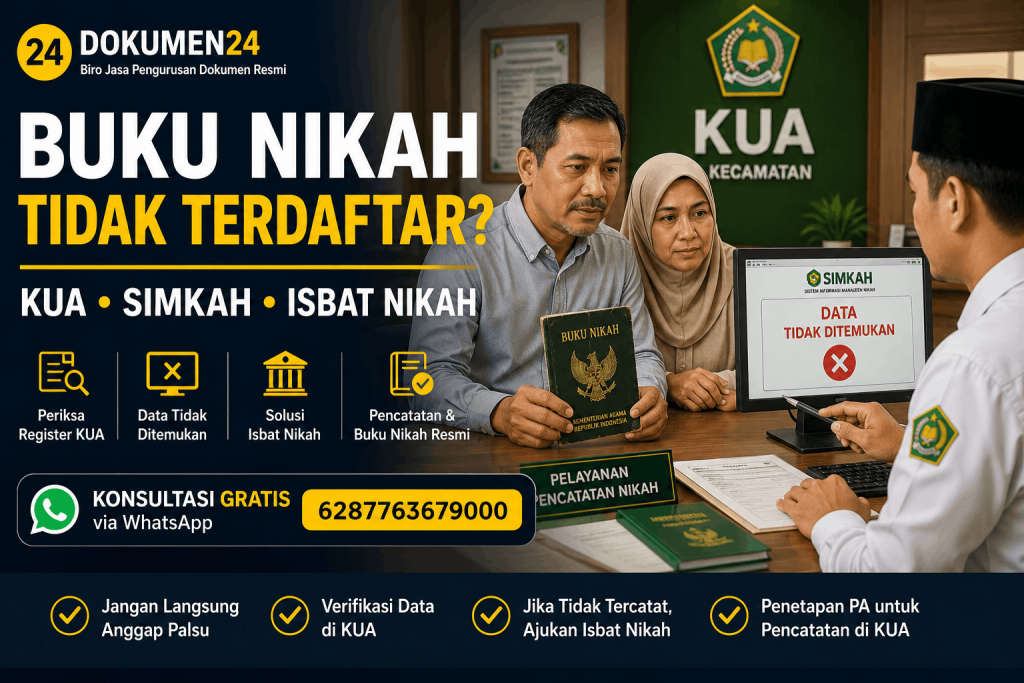 Buku nikah tidak terdaftar di KUA atau SIMKAH dan solusi isbat nikah
