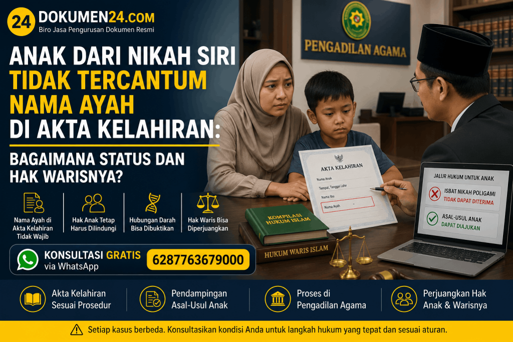 Anak nikah siri tidak tercantum nama ayah di akta kelahiran dan permohonan asal-usul anak