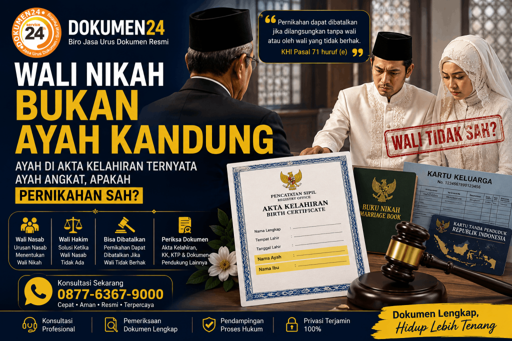 Ayah yang tercantum di akta kelahiran ternyata ayah angkat dapat menimbulkan persoalan wali nasab dalam pernikahan Islam