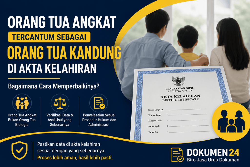 Orang tua angkat tercantum sebagai orang tua kandung di akta kelahiran