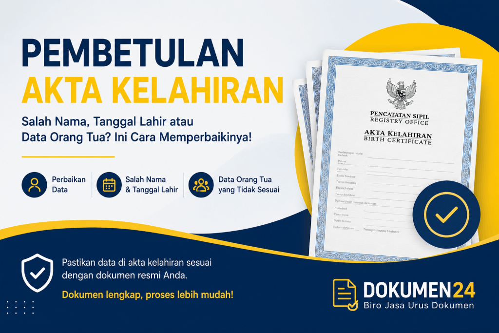 Pembetulan akta kelahiran salah nama tanggal lahir dan data orang tua