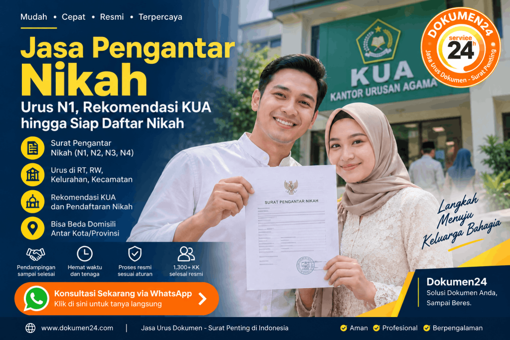 Jasa pengantar nikah urus N1, rekomendasi KUA dan beda domisili bersama Dokumen24