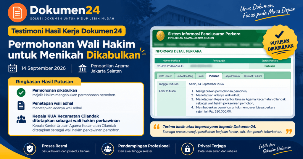 Permohonan wali hakim untuk menikah dikabulkan Pengadilan Agama Jakarta Selatan