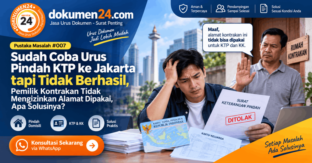 Pindah KTP ke Jakarta gagal karena pemilik kontrakan tidak mengizinkan alamat digunakan untuk KTP dan KK